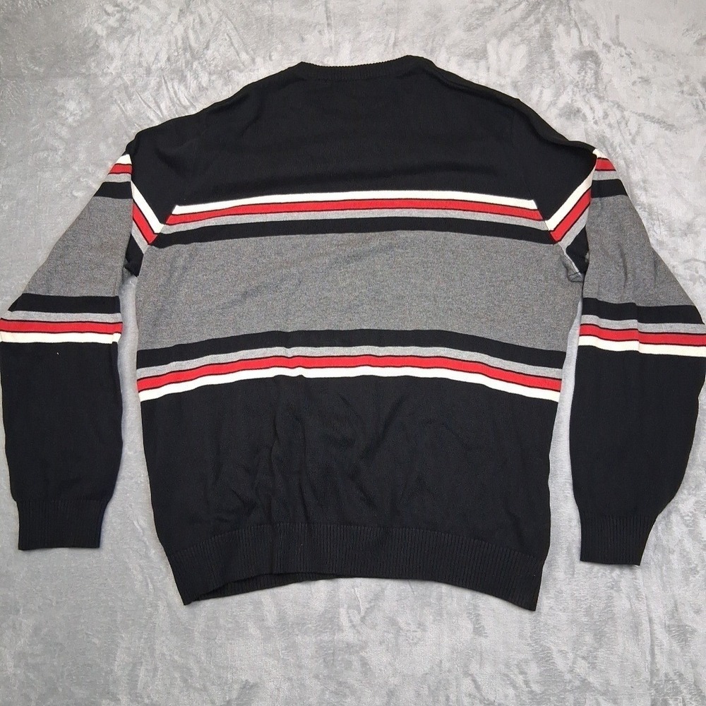 Men's Sean John 3XL Black Gray Red Star Striped Crew Neck Preppy‎ Sweater - Picture 2 of 7